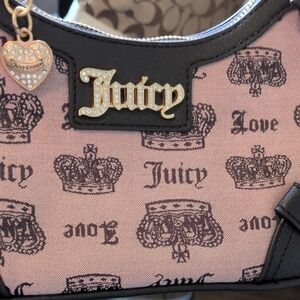 Juicy Couture Pink and Black Crown Pattern Bag
